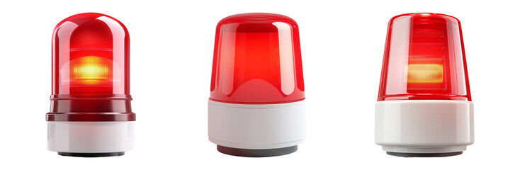 Red Rotating Emergency Light on Transparent Background