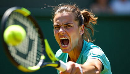 Tennis Player in Action on Court