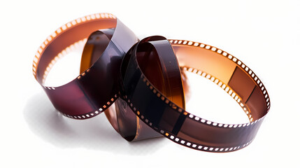 Roll of retro film strip on isolated transparent background. photographic film in retro style. curved film strip png. Flicker. Illustration