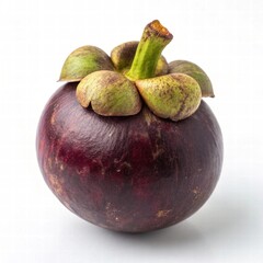 Fresh purple mangosteen fruit on white background