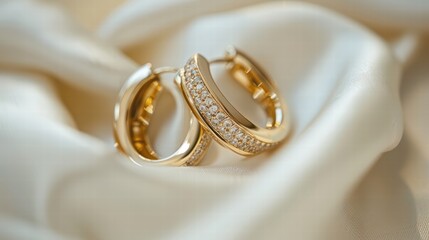 Small huggie hoop earrings with diamond accents, isolated on a white background for a subtle, elegant appeal .