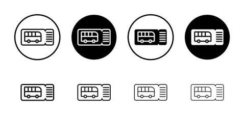Bus Ticket icon Black and white outline vector