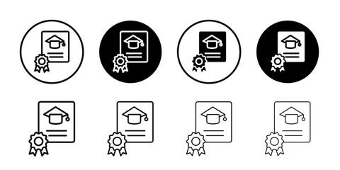 Certification diploma icon Black and white outline vector