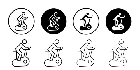 Elliptical bike icon Black and white outline vector