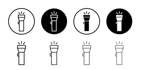 Flashlight icon Black and white outline vector