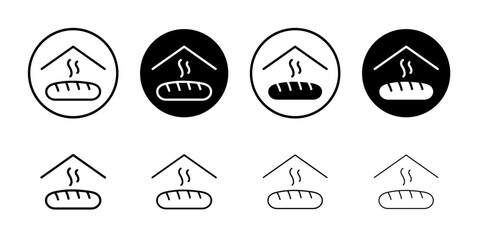 Fresh bakery pastry shop icon Black and white outline vector
