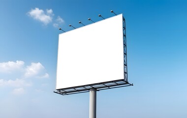 Blank billboard providing advertising space against blue sky and clouds