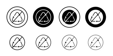 Non Recyclable icon Black and white outline vector