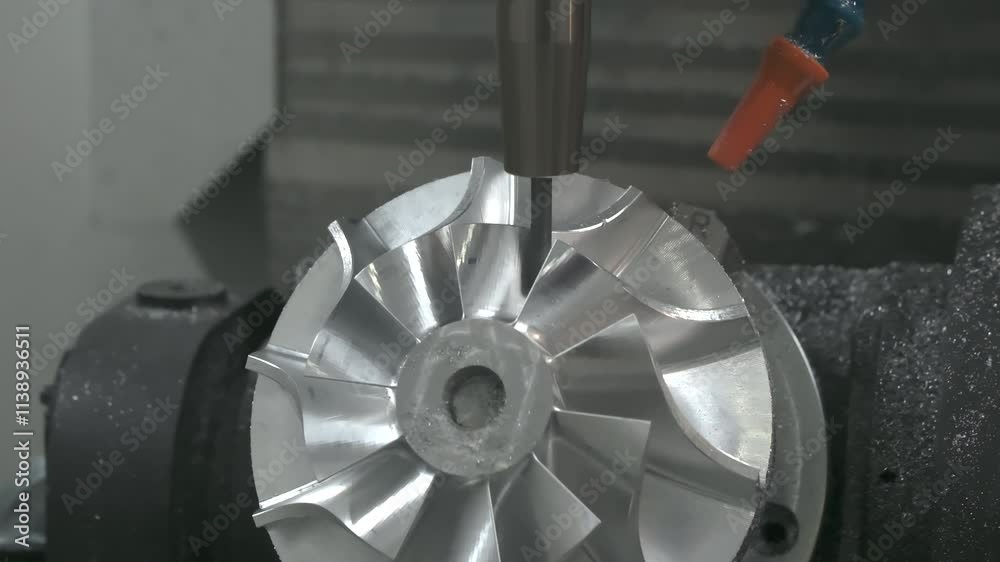 Poster the milling process on cnc milling machine. the metal working concept on the milling machine.
