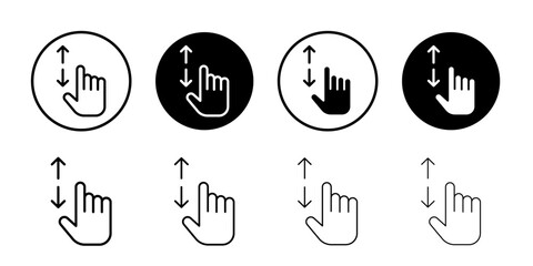 Swipe up and down icon Black and white outline vector
