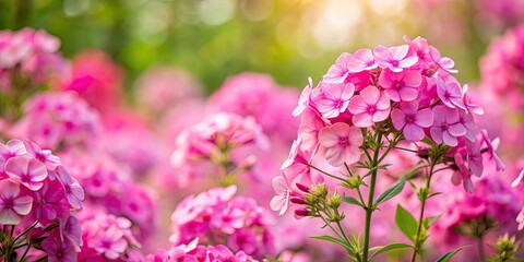 Obraz premium Pink Phlox Garden Flowers in Full Bloom