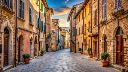 Naklejka premium Foligno Old Town Streets, historic streets, medieval architecture