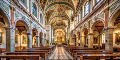 Obraz premium Foligno Church Interior, ancient church, medieval church