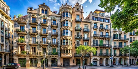 Obraz premium Modernist houses in the Eixample neighborhood, modernism, barcelona, eixample, architecture