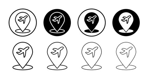 Airport location icon Black and white outline vector