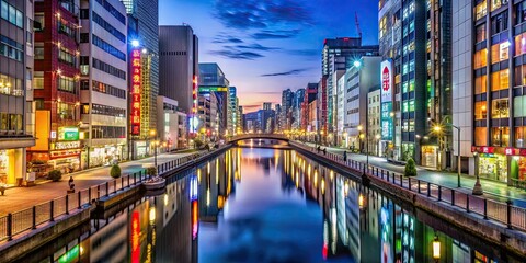 Obraz premium Osaka Night Sky at Dotonbori , osaka night sky, dotonbori nightlife, neon lights