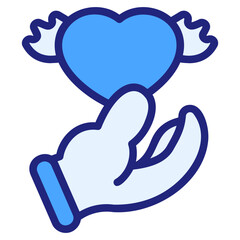 Hand blue color style icon