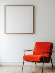 Minimalist Empty Wall with Orange Chair