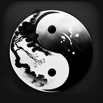 recommend clip art: Yin Yang symbol of harmony and balance. Black and white background