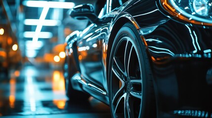 Upscale car parked inside showroom