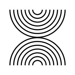 Obraz premium Concentric arch lines isolated on white background. Simple geometric figures in trendy boho style. Minimalistic design element for modern templates. Vector graphic illustration.