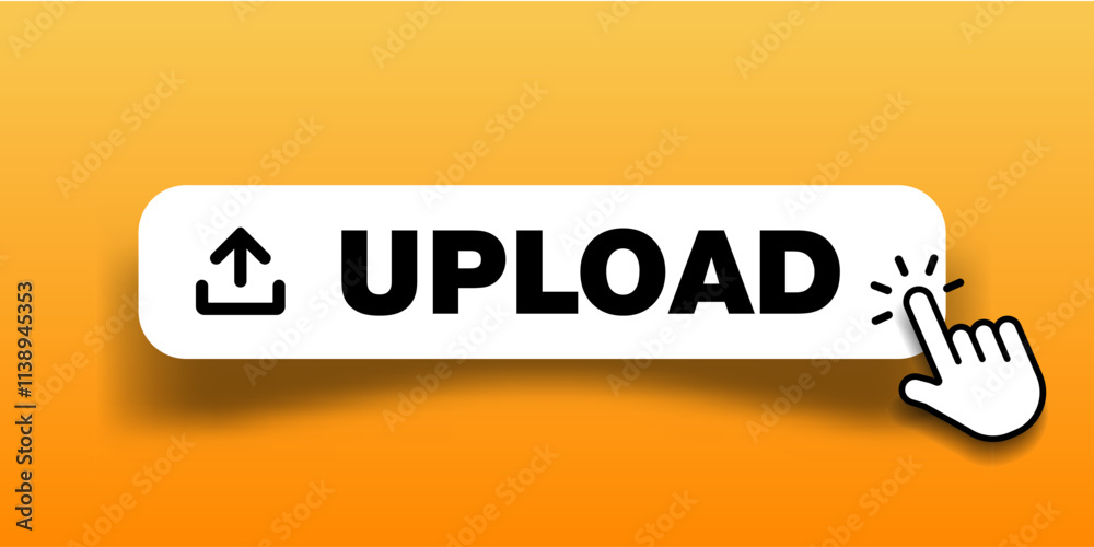 Fototapete 3D upload download button icon. Upload icon. Down arrow bottom side symbol. Click here button. Save cloud icon push button for UI UX, website, mobile application.