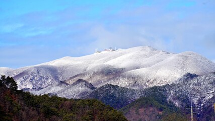 Winter snow mountain scenery of Ilwolsan in Korea