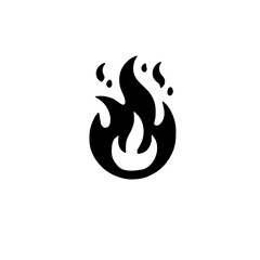 Fiery Icon: Black Flame Symbol 