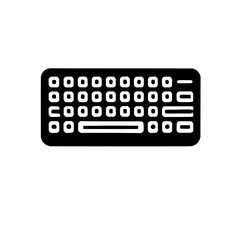 Black and White Keyboard Icon:  A minimalist black and white icon of a keyboard, perfect for web design, app development, or digital marketing.  