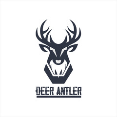 simple deer head silhouette logo vector illustration