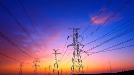 Fototapeta premium Sunset silhouette of pylon