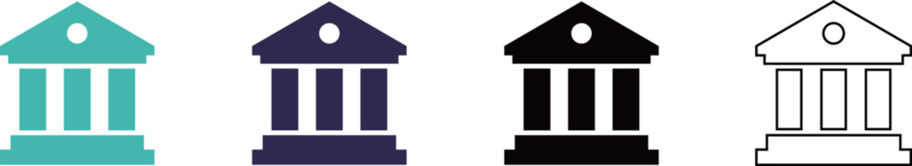 銀行や庁舎の建物のアイコンセット