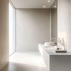 Modern minimalist bathroom light natural concrete floor
