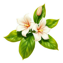 Fototapeta premium Arabian Jasmine in isolate white background in Realistic Botanical Style