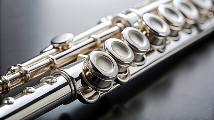 Fototapeta premium A close-up of the silver flutes mouthpiece with a subtle sheen to its surface