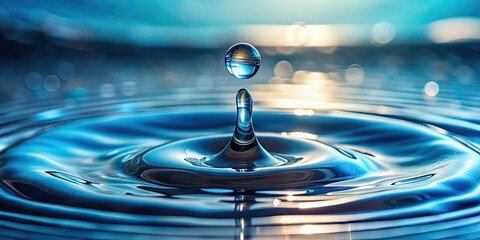 Single droplet of water suspended in mid-air amidst other water droplets