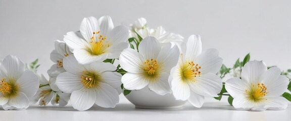 Fototapeta premium Delicate Benjarong porcelain flowers on a simple white background , art, porcelain