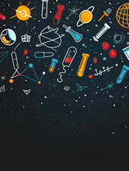 Fototapeta premium Low poly science chemical glass flasks. Scientific equipment polygonal triangle blue glowing design. Future technology microscope research. Medicine analysis concept