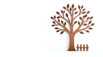 Obraz premium Unity in Nature: Tree with Branches Shaped Like Interlinked People Symbolizing Togetherness and Harmony