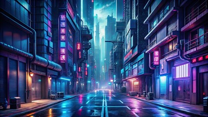 Fototapeta premium Cyberpunk City Streets, cyberpunk cityscape