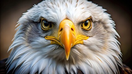 Fototapeta premium Close-up of an eagles face with intense gaze, strong eye contact, piercing stare