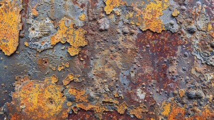 Close-up of a weathered, rusted metal surface with vibrant textures.