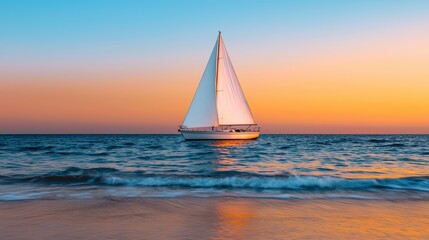 Serene Sunset Sailboat Cruise on Calm Ocean Waters