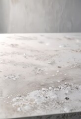 Obraz premium Soft white powder covering the surface of a table, bread wheat powder, pantry