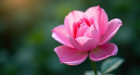 Fototapeta premium Soft petals of delicate pink flower unfolding, nature, subtle, soft petals