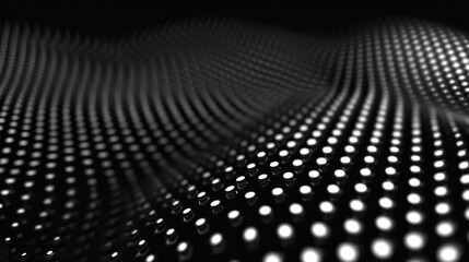Abstract dark 3D waves with bright dots.