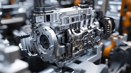 Fototapeta premium A tightly focused image of a newly redesigned part showcasing innovative engineering aimed at increasing lifespan and minimizing failures.
