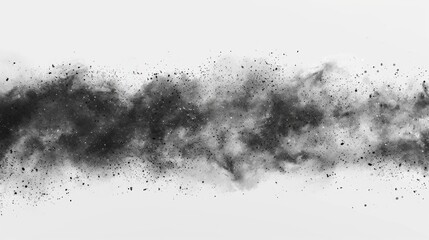 Black cloud of dust spreading across a light background.