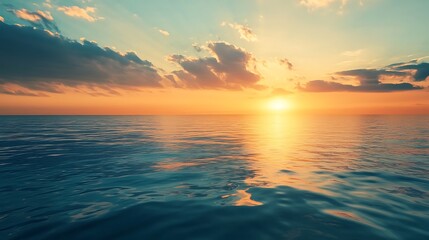 Sunset over the ocean. Concept of tranquility, peace, and nature.