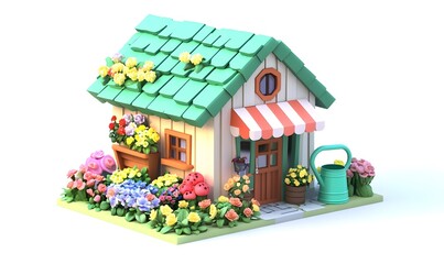 Small house with flowers.